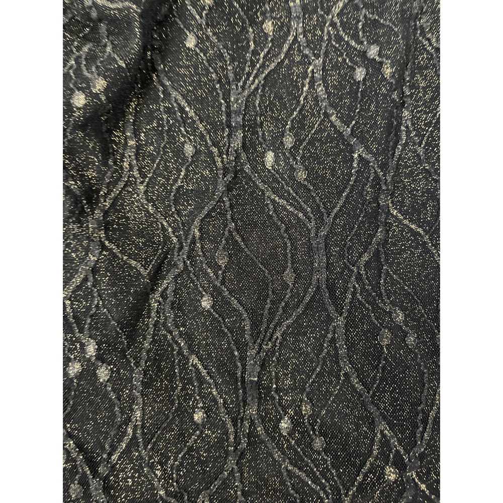 David Meister Illusion Dress Black Gold Metallic Lace Sheer Knee Length Size 2 - Picture 2 of 12